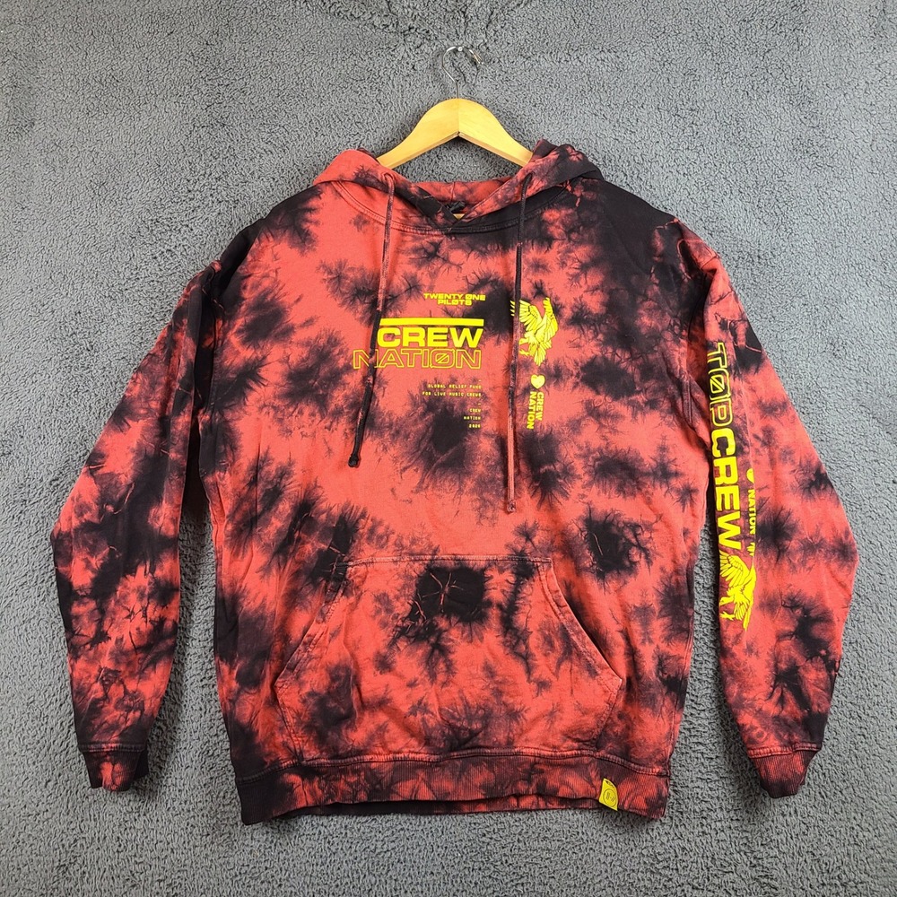 Twenty One Pilots Crew Nation Hoodie Mens Large Red Tie Dye Tour Merch 2020